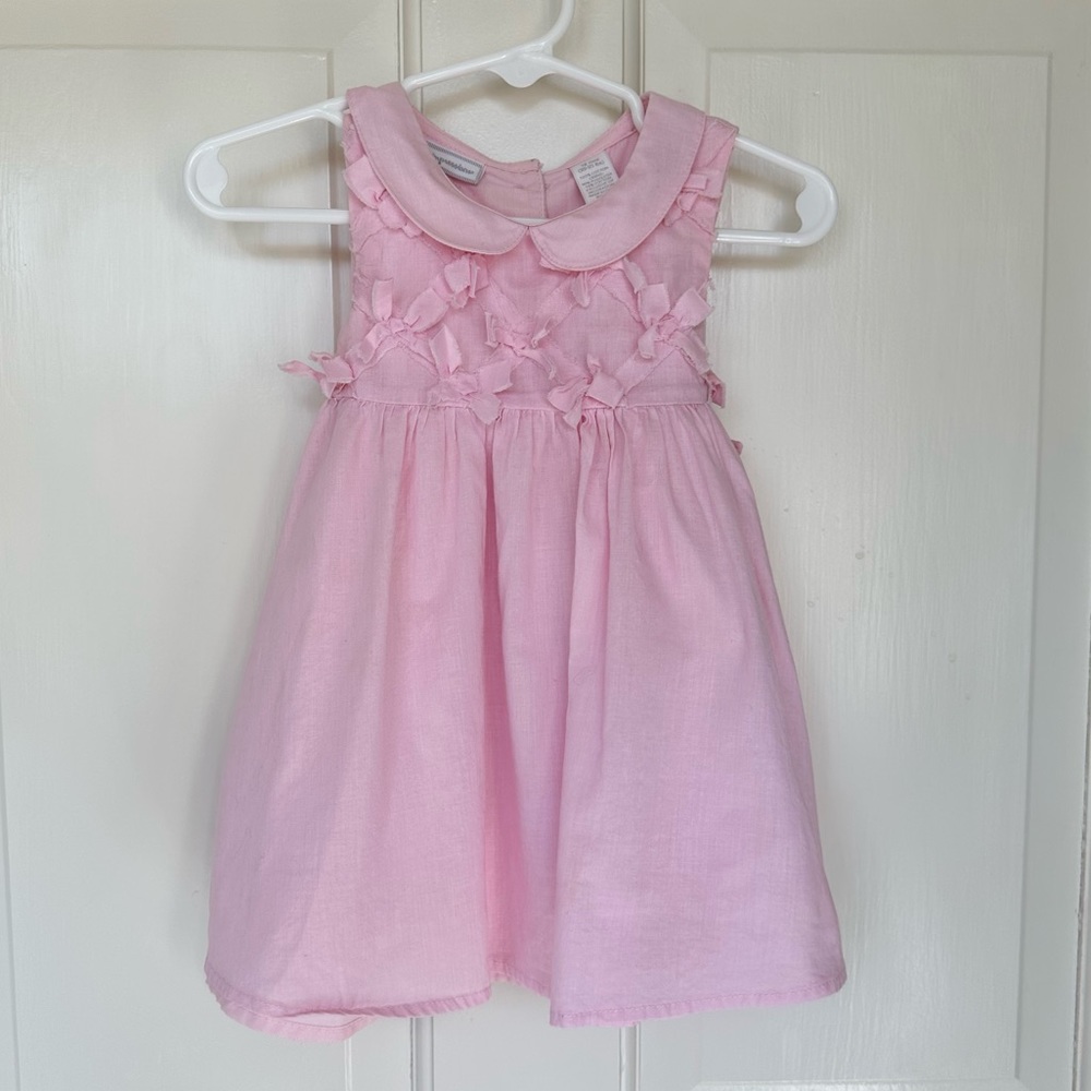 First Impressions 12M Pink Party Dress Floral Rosette Collar
